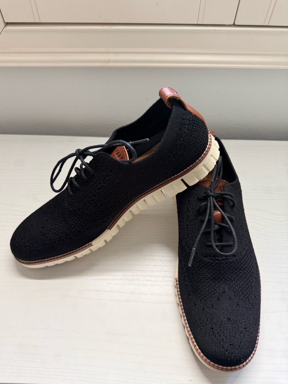 Cole Haan ZEROGRAND Stitchlite Black Wingtip Oxford Knit Lace-Up Shoes